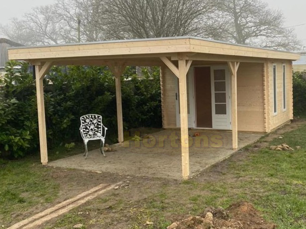 3.5m x 8m Woodpro gazebo with rear summerhouse and storage room_1